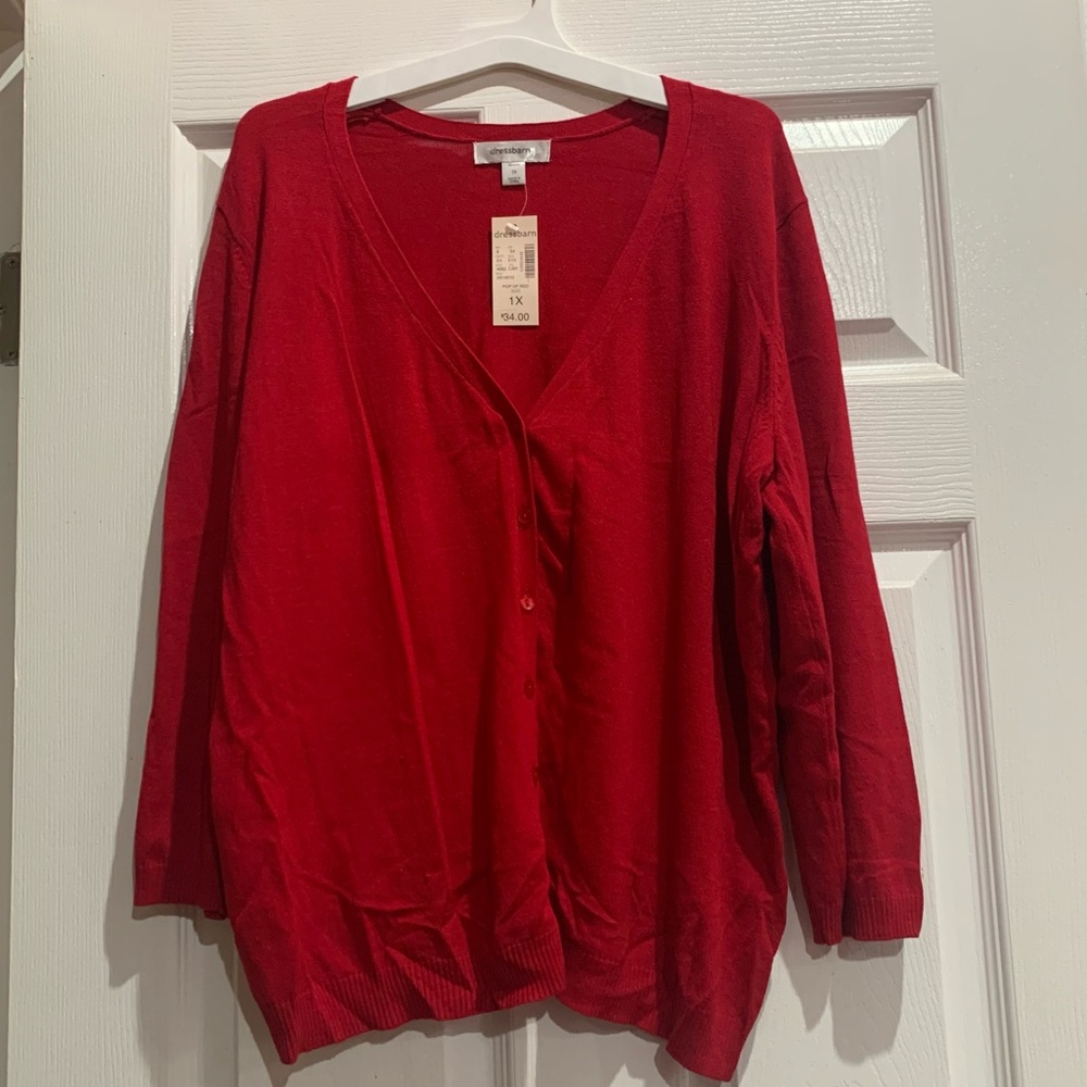 NWT Red Button-Up Cardigan